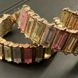 Elegant Multicolor Gemstone Hoop Earrings